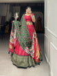 Load image into Gallery viewer, Red Color Printed With Zari Weaving Work Viscose Dola Silk Lehenga Choli Clothsvilla