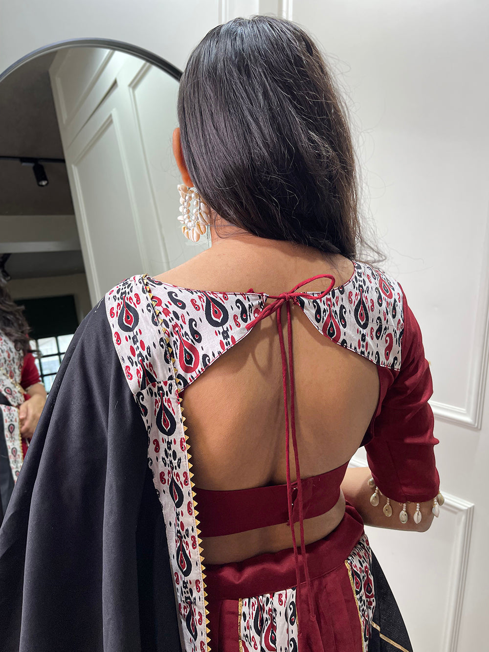 Maroon Color Plain and Printed Cotton Lehenga Choli ClothsVilla