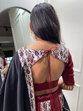 Maroon Color Plain and Printed Cotton Lehenga Choli ClothsVilla