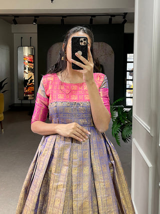 Blue Color Zari Weaving Work Kanjivaram Dress Clothsvilla
