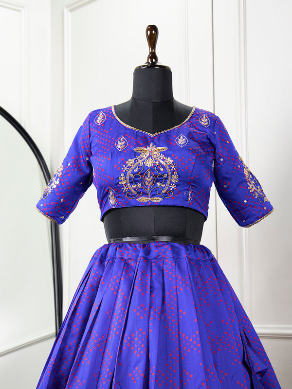 Blue Color Zari Weaving Work Jacquard Silk Lehenga Choli ClothsVilla
