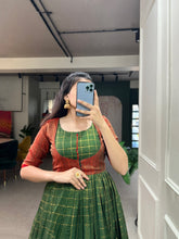 Load image into Gallery viewer, Green Color Zari Weaving Work Zari Chex Traditional Dress Clothsvilla