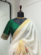 Load image into Gallery viewer, Kathak Design Printed Kasavu Zari Border Saree Clothsvilla