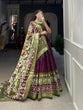 Load image into Gallery viewer, Wine Color Patola Print With Foil Work Tussar Silk Lehenga Choli ClothsVilla.com