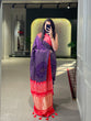 Load image into Gallery viewer, Purple Color Floral &amp; Foil Work Gaji Silk Saree Clothsvilla
