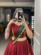 Load image into Gallery viewer, Maroon Color Plain With Gotta Patti Lace Border Cotton Lehenga Choli ClothsVilla