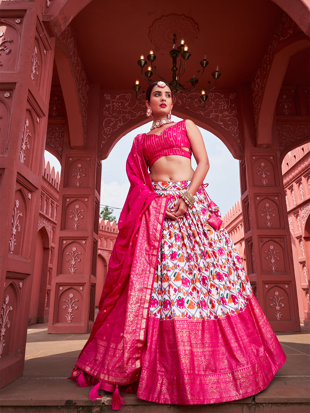 Pink color designer frill lehenga choli buy online – Joshindia