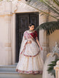 Load image into Gallery viewer, Off White Color Thread Embroidery Work With Lace Border Organza Lehenga Choli ClothsVilla.com