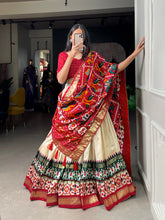 Load image into Gallery viewer, Off White Color Haydrabad Patola Print With Foil Work Tussar Silk Lehenga Choli ClothsVilla