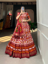 Load image into Gallery viewer, Off White Color Patola Print With Foil Work Tussar Silk Lehnga Choli Clothsvilla