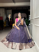 Load image into Gallery viewer, Wine Color Zari Weaving Work Organza Lehenga Choli ClothsVilla.com