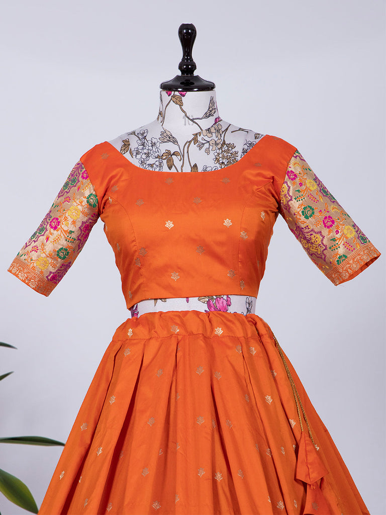 Orange Color Weaving Zari Work Jacquard Paithani Lehenga Choli Clothsvilla
