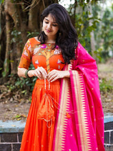 Load image into Gallery viewer, Orange Color Weaving Zari Work Silk Paithani Lehenga Choli Clothsvilla