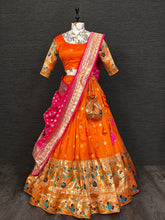 Load image into Gallery viewer, Orange Color Weaving Zari Work Silk Pethani Lehenga Choli Clothsvilla