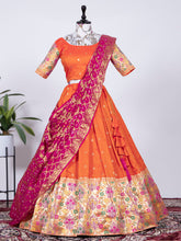 Load image into Gallery viewer, Orange Color Weaving Zari Work Jacquard Paithani Lehenga Choli Clothsvilla