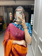 Load image into Gallery viewer, Orange Color Zari Lining Work Rangoli Padding Saree Clothsvilla