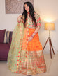 Load image into Gallery viewer, Orange Color Zari weaving Work Jacquard Paithani Lehenga Choli Clothsvilla