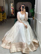 Load image into Gallery viewer, White Color Zari Weaving Work Organza Chex Gown Clothsvilla