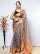 Load image into Gallery viewer, Organza Kalamkari Printed with Sequins Jacquard Woven Saree Clothsvilla