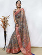 Load image into Gallery viewer, Organza Kalamkari Printed with Sequins Jacquard Woven Saree Mehendi Clothsvilla