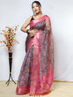 Load image into Gallery viewer, Organza Kalamkari Printed with Sequins Jacquard Woven Saree Pink Clothsvilla