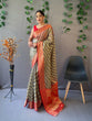 Load image into Gallery viewer, Organza Leheriya Contrast Woven Saree Grey Clothsvilla