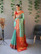 Load image into Gallery viewer, Organza Leheriya Contrast Woven Saree Light Sea Green Clothsvilla