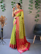 Load image into Gallery viewer, Organza Leheriya Contrast Woven Saree Paroot Green Clothsvilla