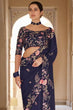 Load image into Gallery viewer, French Navy Blue Organza Designer Saree Clothsvilla