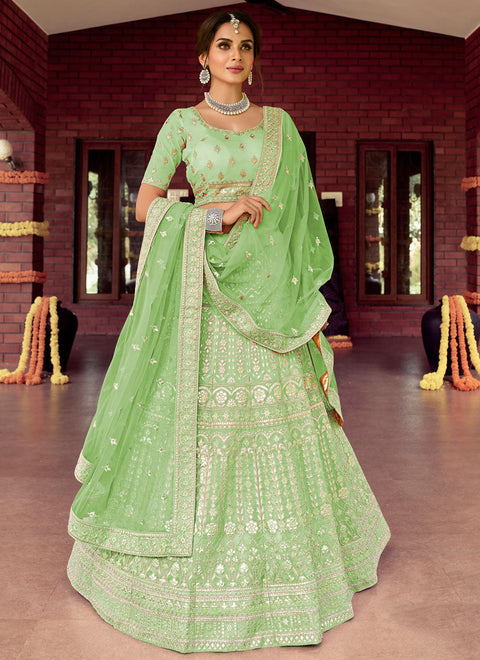 Green Resham Lehenga Choli Clothsvilla Main image