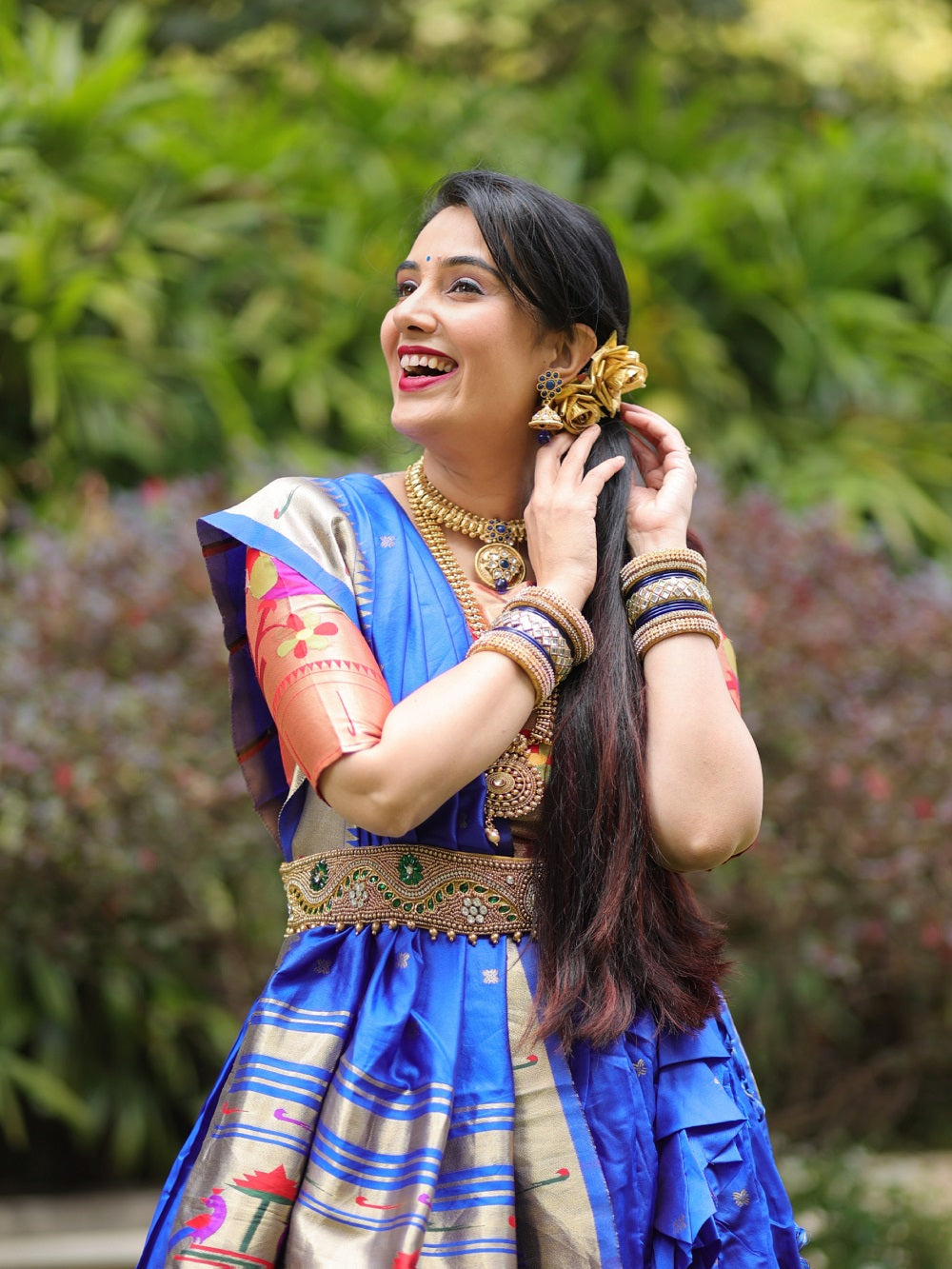 Blue Color Zari weaving Work Jacquard Pethani Lehenga Choli Clothsvilla