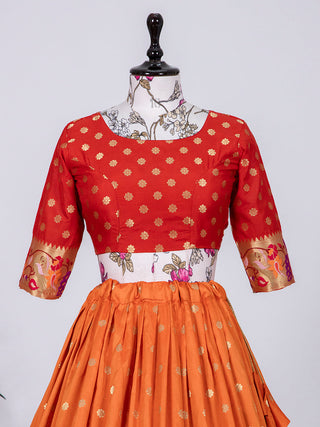 Orange Color Jacquard Silk Paithani Lehenga Choli Clothsvilla