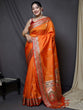 Load image into Gallery viewer, Paithani Silk Peacock Zari Contrast Border Woven Saree Mustard Clothsvilla