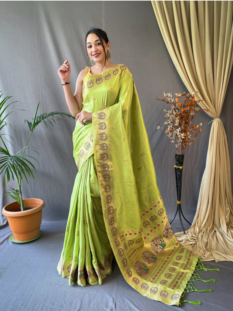 Paithani Silk Vol. 3 Woven Saree Pastel Green Clothsvilla