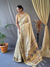 Load image into Gallery viewer, Paithani Silk Vol. 3 Woven Saree Pastel Ivory Clothsvilla