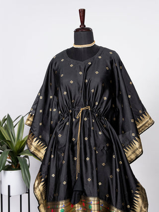 Black Color Weaving Zari Work Jacquard Paithani Kaftan Dress Clothsvilla