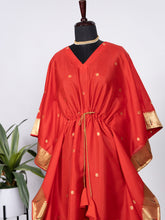 Load image into Gallery viewer, Red Color Weaving Zari Work Jacquard Paithani Kaftan Dress Clothsvilla