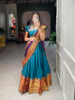 Load image into Gallery viewer, Firozi Color Zari Weaving Work Narayan Pet Cotton Hyderabadi Lehenga Choli Clothsvilla