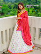 Load image into Gallery viewer, White Color Paper Mirror Work with Lace Border And Pure Cotton Lahenga Clothsvilla