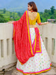 Load image into Gallery viewer, White Color Paper Mirror Work with Lace Border And Pure Cotton Lahenga Clothsvilla