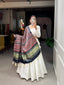 White Color Lucknowi Paper Mirror Work Georgette lehenga Choli ClothsVilla.com