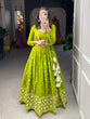 Load image into Gallery viewer, Parrot Color Sequins And Lucknowi Work Cotton Co-Ord Set Lehenga Choli ClothsVilla.com