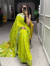 Load image into Gallery viewer, Parrot Color Zari Weaving Work Pure Viscose Saree Clothsvilla