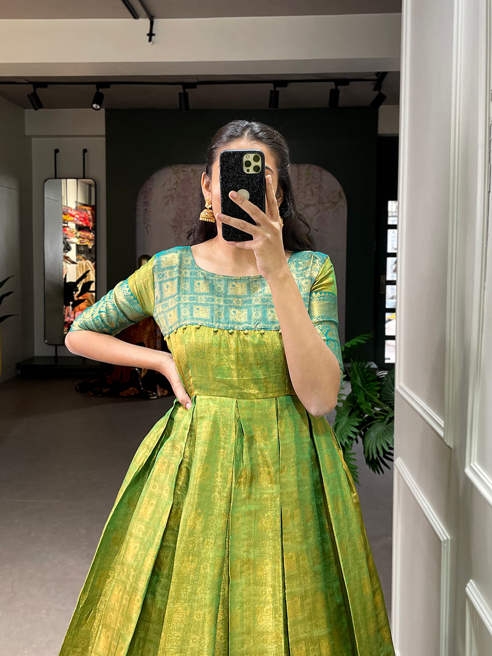 Parrot Color Zari Weaving Work Kanjivaram Dress Clothsvilla