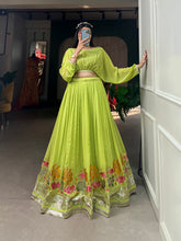 Load image into Gallery viewer, Parrot Color Sequins And Thread Embroidery Work Georgette Lehenga Choli Clothsvilla