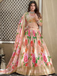 Load image into Gallery viewer, Peach Color Digital Print With Sequins Embroidery Work Crushed Chinon Lehenga Choli ClothsVilla.com