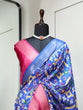 Load image into Gallery viewer, Blue Color Digital Patola Printed Dola Silk Saree Clothsvilla