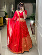 Load image into Gallery viewer, Red Color Weaving Zari Work Jacquard Silk Lehenga Choli With Net Dupatta Clothsvilla