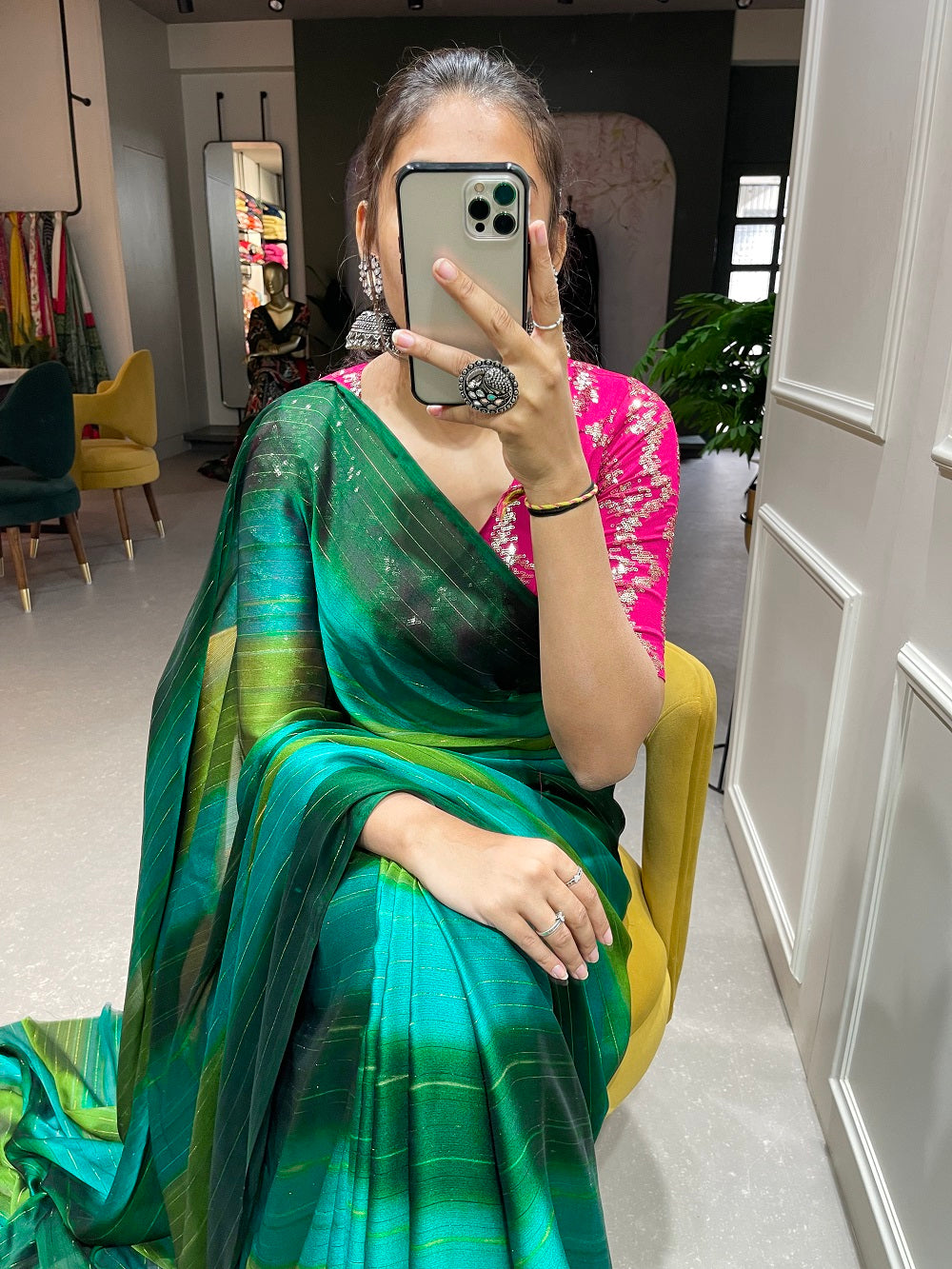 Green Color Zari Lining Work Rangoli Padding Saree Clothsvilla