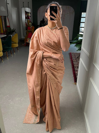 Chiku Sequins And Zari Work Viscose Chanderi Saree Clothsvilla
